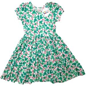 Dot Smile Girls 3 4 Cactus Cacti Cap Sleeve Twirl Dress White Red Flower NWT